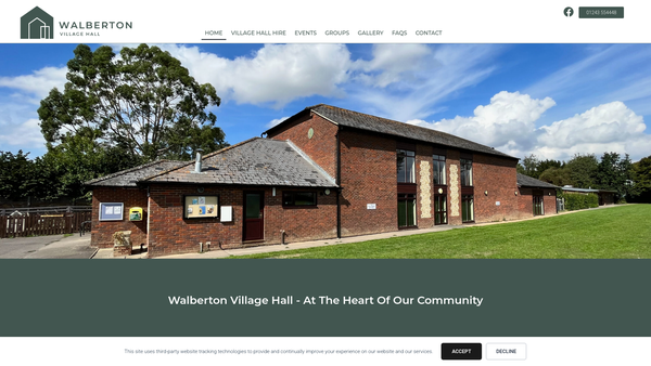 Screenshot of the Walberton Village Hall website