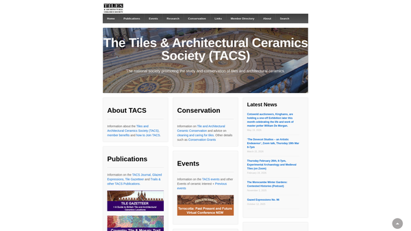 Screenshot of the Tiles And Architectural Ceramics Society website