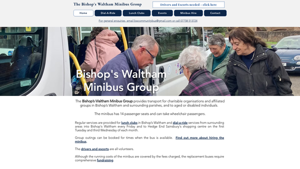 Screenshot of the Bishop's Waltham Minibus Group website
