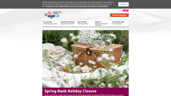 Screenshot of the Age UK Hammersmith & Fulham website