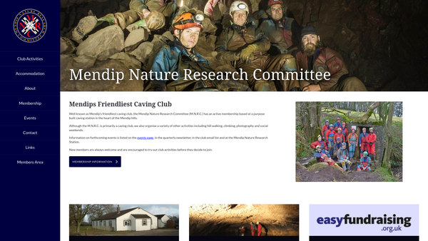 Screenshot of the Mendip Nature Research Committee website