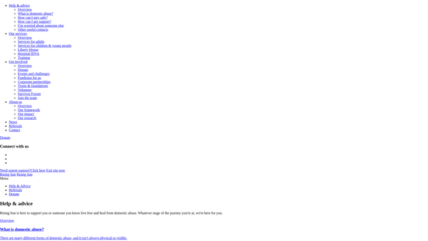Screenshot of the Rising Sun Domestic Violence & Abuse Service website
