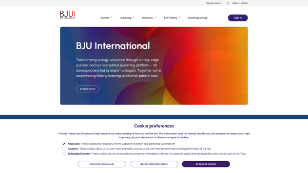 Screenshot of the Bju International website