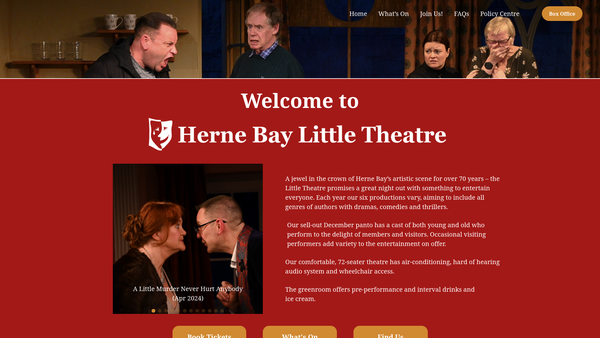 Screenshot of the Herne Bay Little Theatre website