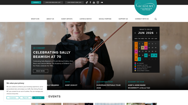 Screenshot of the Academy Of St Martin In The Fields website
