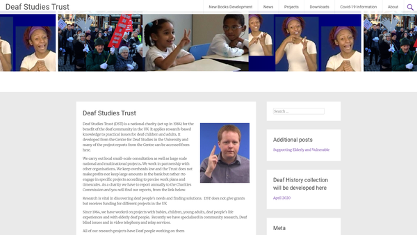 Screenshot of the Trust For Deaf Studies website