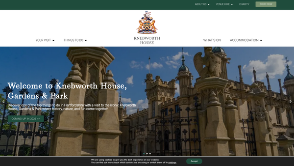 Screenshot of the Knebworth House Education And Preservation Trust website