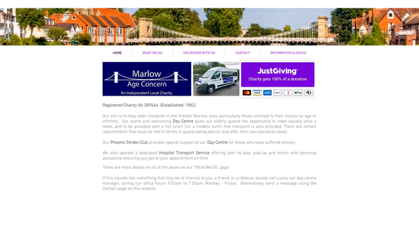 Screenshot of the Marlow Age Concern website
