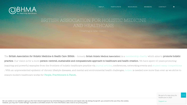 Screenshot of the British Association For Holistic Medicine & Health Care website