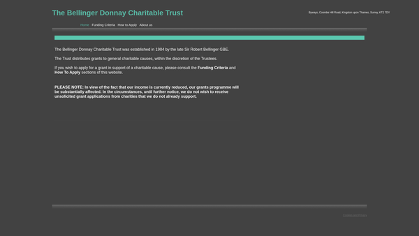 Screenshot of the The Bellinger Donnay Charitable Trust website