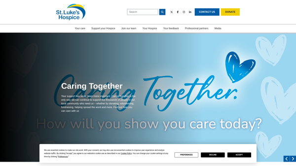 Screenshot of the St Luke's Hospice (Basildon And District) Limited website
