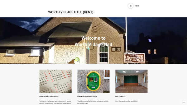 Screenshot of the Worth Parish Hall website