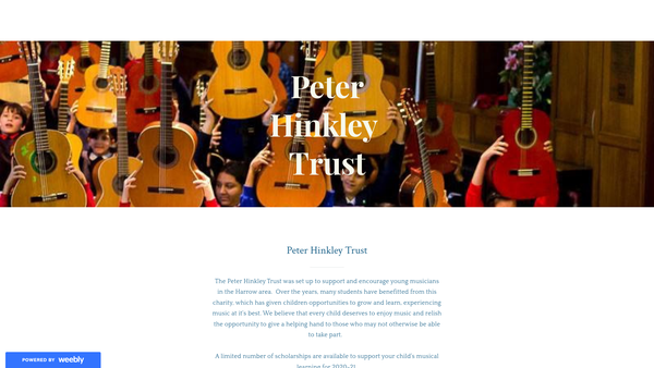 Screenshot of the Peter Hinkley Trust for Young Musicians website