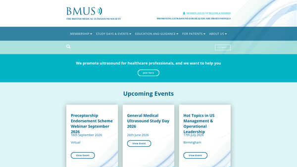 Screenshot of the The British Medical Ultrasound Society website