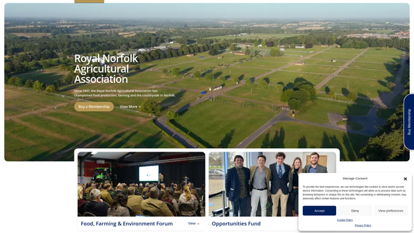 Screenshot of the Royal Norfolk Agricultural Association website