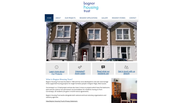 Screenshot of the Bognor Housing Trust website
