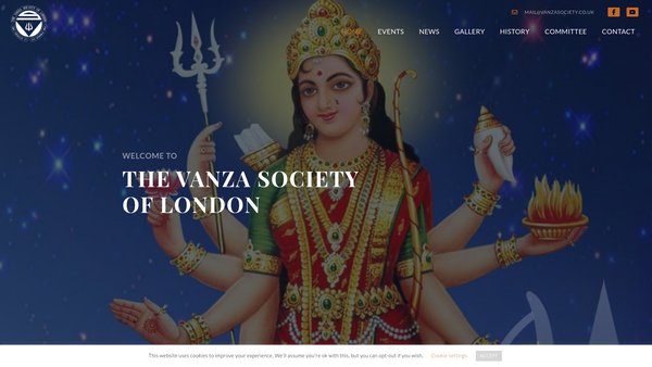 Screenshot of the The Vanza Society Of London website