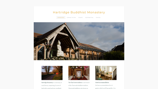 Screenshot of the The Devon Vihara Trust website