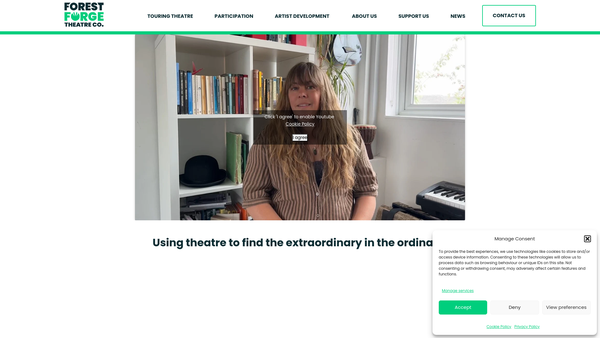 Screenshot of the Forest Forge Theatre Company website