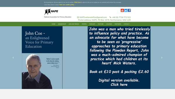 Screenshot of the National Association For Primary Education website