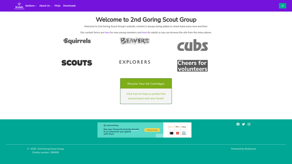 Screenshot of the 2nd Goring By Sea (St Richards) Scout Group website