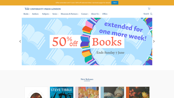 Screenshot of the Yale University Press London website