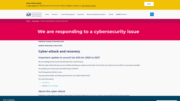 Screenshot of the Brighter Kensington And Chelsea Scheme website