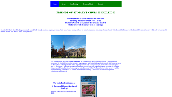 Screenshot of the St Mary's Hadleigh Church Trust website