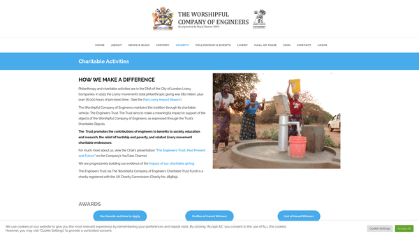 Screenshot of the The Worshipful Company Of Engineers Charitable Trust Fund website