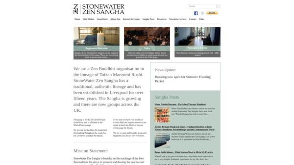 Screenshot of the Stonewater Zen Centre Trust website