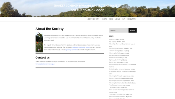 Screenshot of the Booker Common And Woods Protection Society website