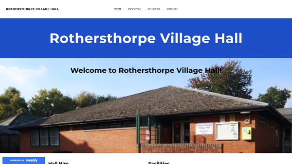 Screenshot of the Rothersthorpe Village Hall website