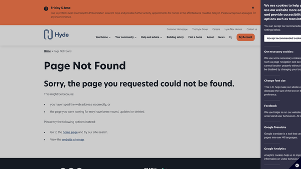 Screenshot of the Hyde Charitable Trust website