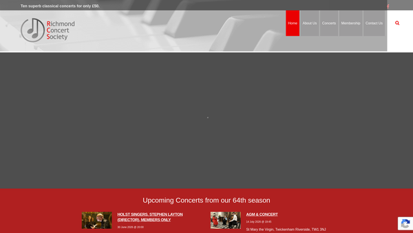 Screenshot of the Richmond Concert Society website