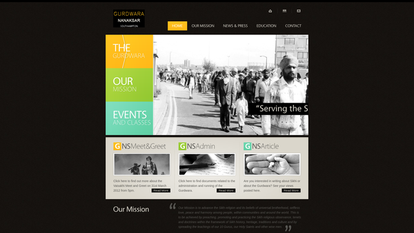 Screenshot of the Gurdwara Nanaksar website