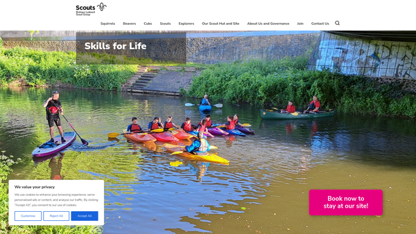 Screenshot of the 3rd Taunton (Bishops Lydeard) Scout Group website