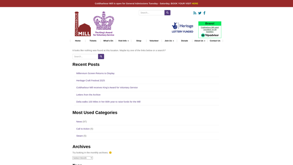 Screenshot of the The Friends Of Coldharbour Mill Museum website