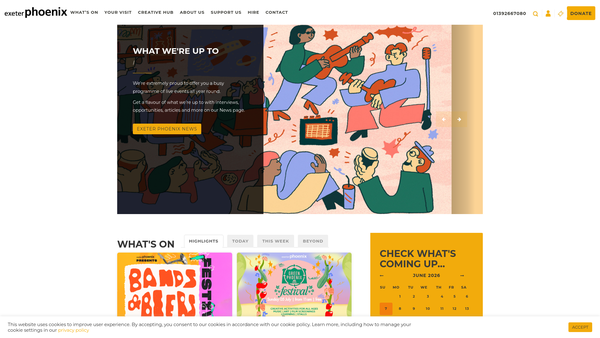Screenshot of the Exeter Phoenix Ltd website