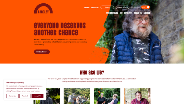Screenshot of the The Langley House Trust website