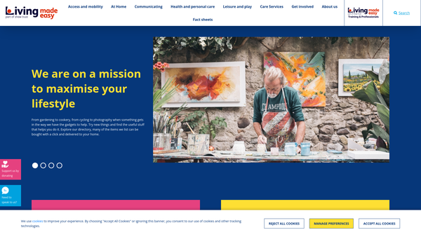Screenshot of the Disabled Living Foundation website