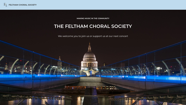 Screenshot of the Feltham Choral Society website