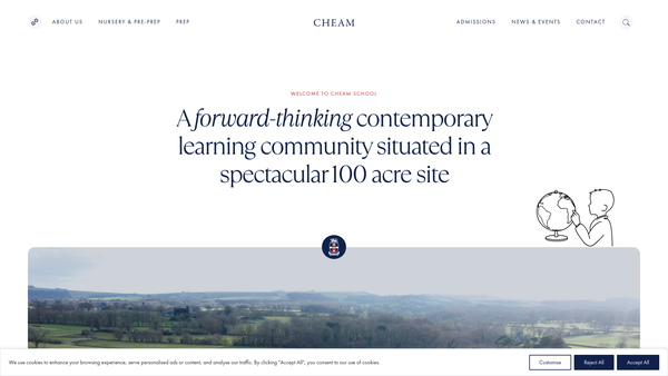 Screenshot of the Cheam School Educational Trust website