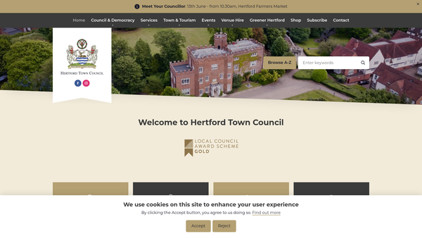 Screenshot of the The Mayor Of Hertford's Appeal Fund website