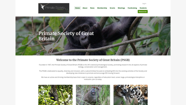 Screenshot of the Primate Society Of Great Britain website