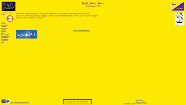 Screenshot of the Radio North Kent website