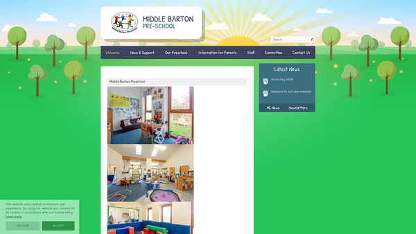 Screenshot of the Middle Barton Preschool website