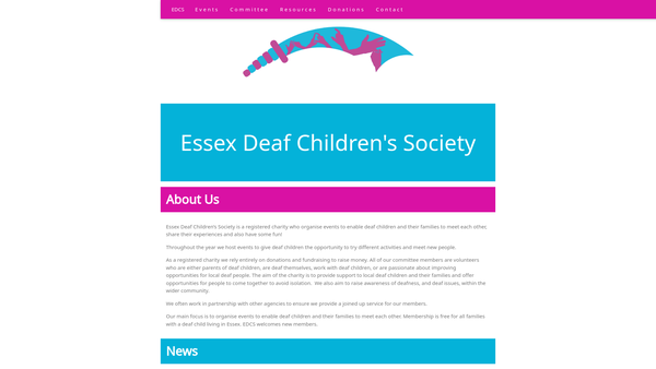 Screenshot of the Essex Deaf Children's Society website
