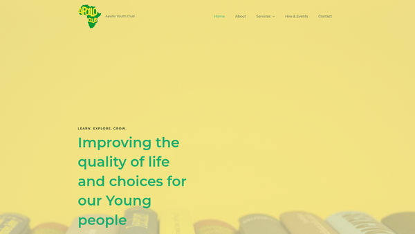 Screenshot of the Apollo Youth Club website