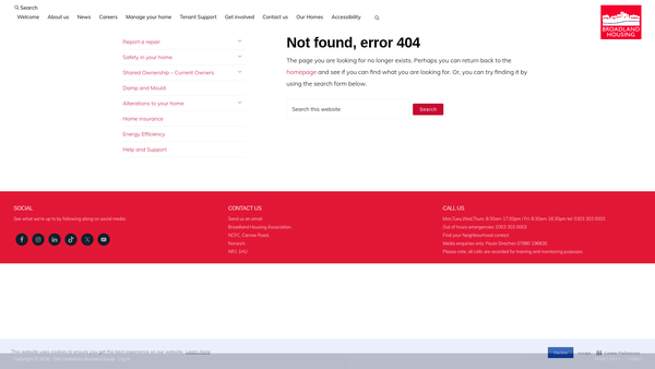 Screenshot of the Broadland Meridian website