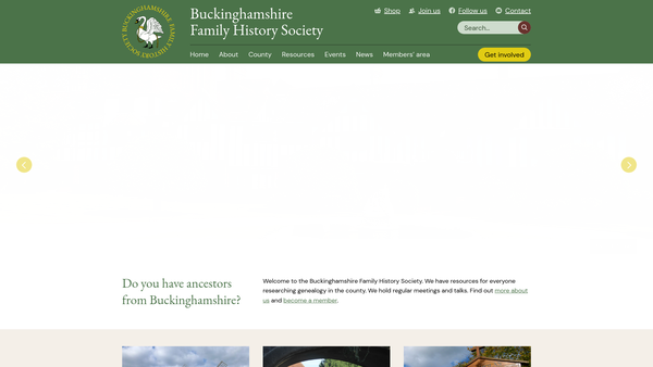 Screenshot of the The Buckinghamshire Family History Society website